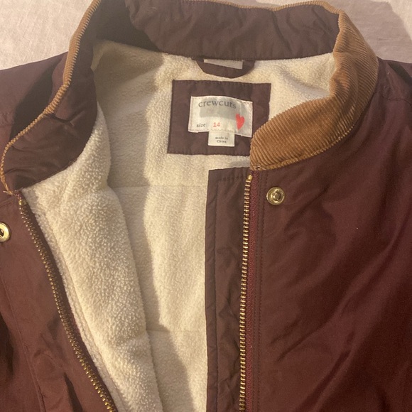 J.Crew Crewcuts Girls Barn Jacket Burgundy/Maroon fleece lining size 14 - Picture 4 of 16